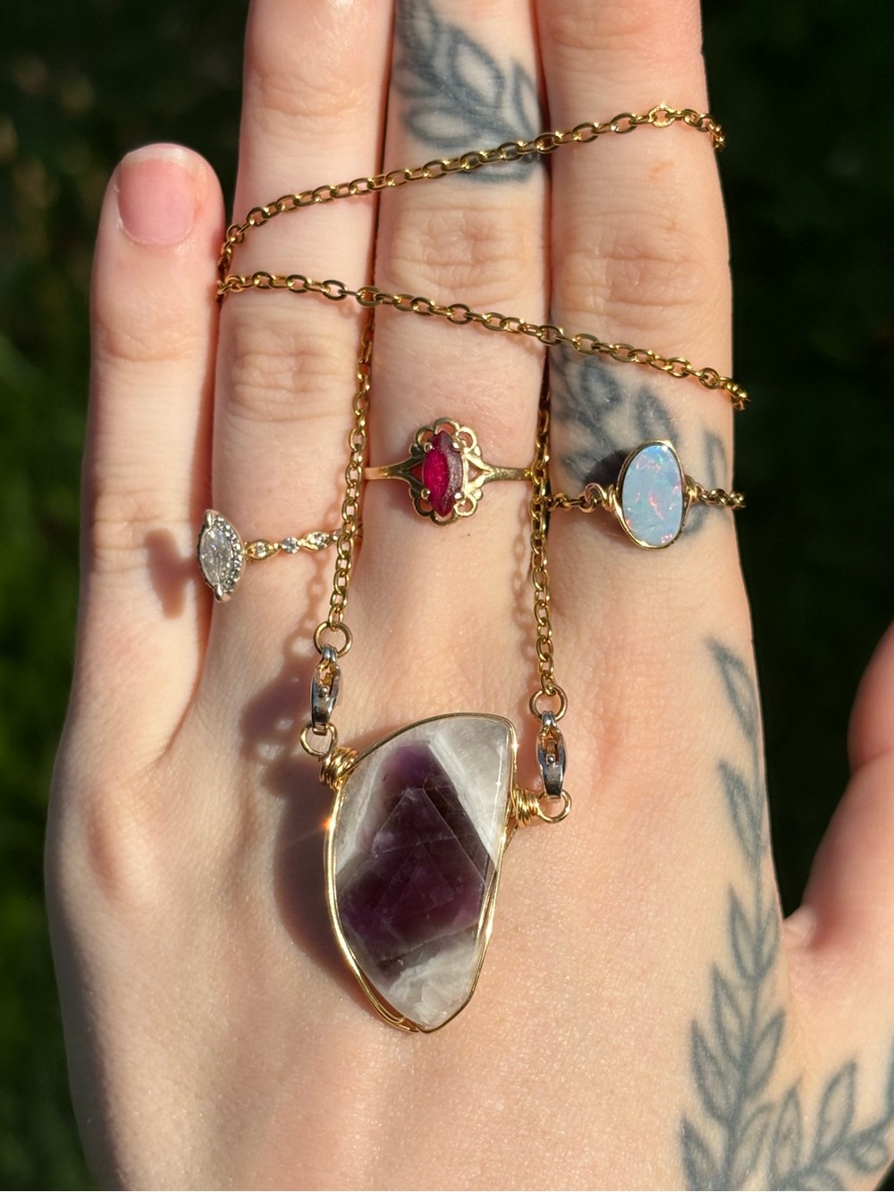 Chevron amethyst interchangeable necklace